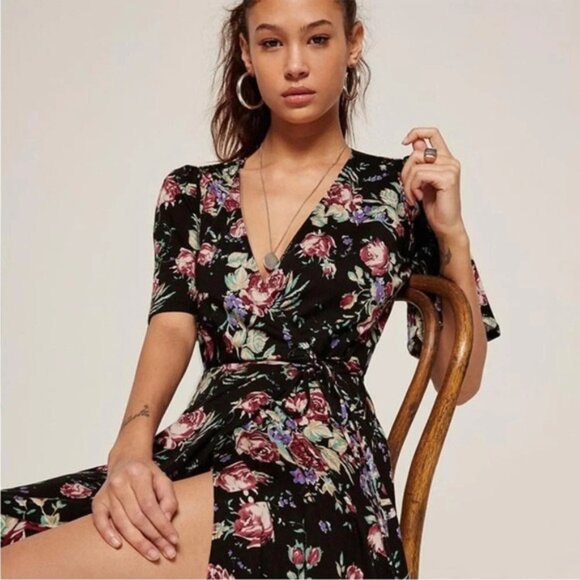 Reformation Laurel Bloom floral midi wrap dress, size XS - Picture 1 of 14